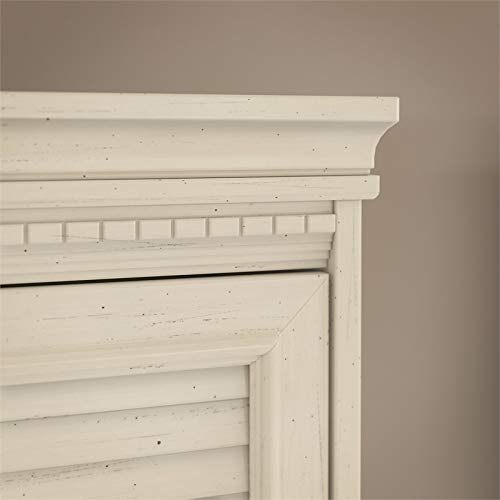 Scranton & Co Furniture Fairview L Desk 6 Pc Office Set in Antique White