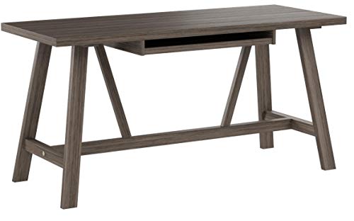 SIMPLIHOME Dylan SOLID WOOD Modern Industrial 60 inch Wide Home Office Desk, Writing Table, Workstation, Study Table Furniture in Driftwood