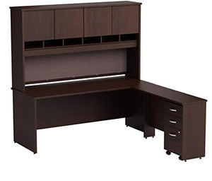 Bush Business Furniture Series C L Shaped Desk with Hutch and Mobile File Cabinet, 72W, Mocha Cherry