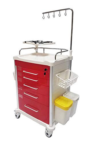 MS3C Lightweight Crash Cart with Accessory Package, Red