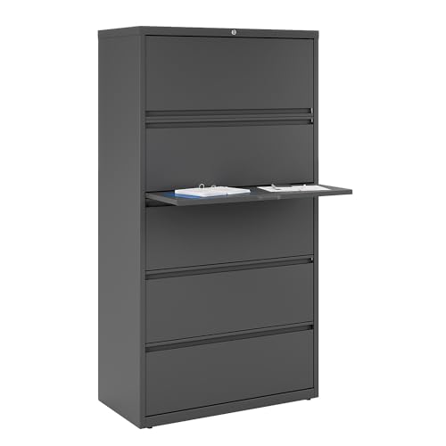 Lorell Fortress Lateral File Cabinet, 36x18-5/8x67-11/16", Charcoal