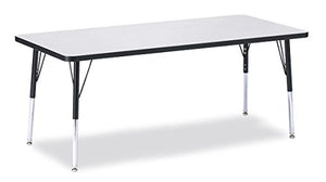 Berries 6413JCE180 Rectangle Activity Table, E-Height, 30" x 72", Gray/Black/Black