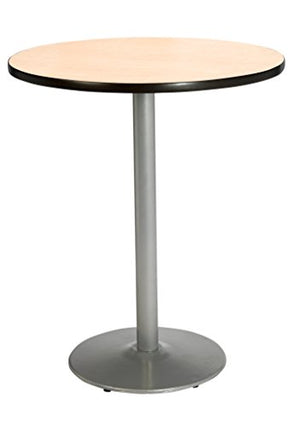 KFI Seating Round Bar Height Pedestal Table with Round Silver Base, Commercial Grade, 30-Inch, Natural Laminate, Made in the USA