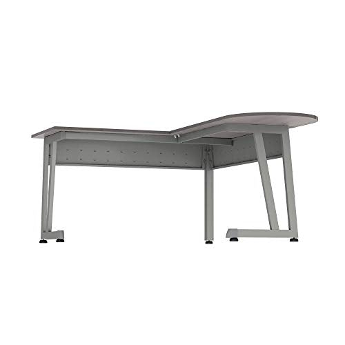 Linea Italia Workstation L-Shaped Corner Easy to Assemble Executive Desk | Computer Table for Home or Office, 55" x 71", Ash