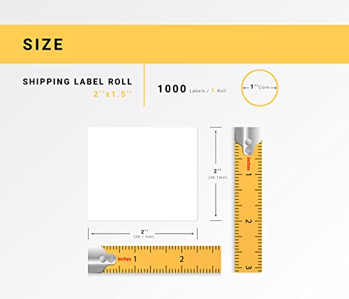 HOUSELABELS 2" x 1.5" Multipurpose Labels on 1" Core Compatible with Zebra and Rollo Printers, 50 Rolls / 1,000 Labels per Roll