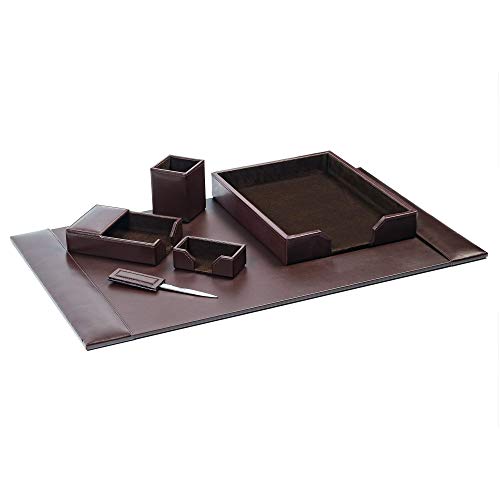 Dacasso Bonded Leather 6-Piece Desk Set, Dark Brown (D3601)