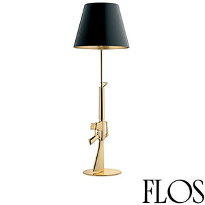 Flos Guns Lounge Gun Floor Lamp Halogen or LED Table Lamp 18K Gold F2955000 Design Philippe Starck 2005 Made in Italy