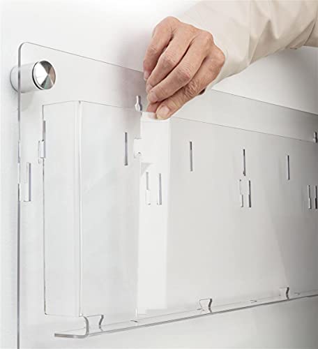 Displays2go Acrylic Wall-Mount Brochure Rack, 4-Tiered, 12-24 Adjustable Pockets - Clear