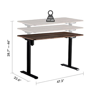 Harmati Electric Standing Desk Adjustable Height - 47 x 24 Inch Sit Stand Computer Desk, Stand Up Desk Table for Home Office, Black Frame/Walnut Top
