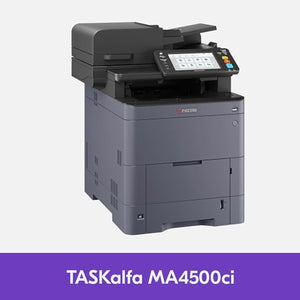 KYOCERA TASKalfa MA4500ci Color Laser Printer, 47 ppm, 1200 dpi, All-in-One (Print/Copy/Scan/Fax), Gigabit Ethernet, HyPAS, 7" Touchscreen, Dual Scan Processor
