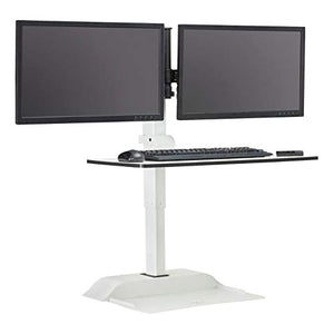 Safco Products Soar by Safco - Dual Monitor Mount Electric Sit/Stand Desk Converter, White