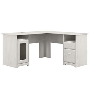 Bush Furniture Cabot L Shape Desk, Linen White Oak