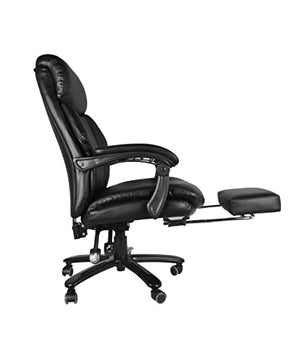Generic High Back Office Chair PU Leather with Soft Cushion, Footrest, Tilt Function - Black, 130° Tilt, 400lbs