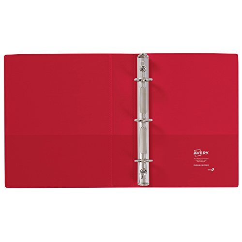 Avery Mini Durable View Binder with 1" Rings, 175-Sheet Capacity, Red, 5-1/2" x -1/2" (17163)