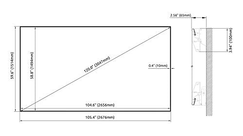STT-169120-G Silver Ticket Thin Bezel 16:9 Aspect Ratio 4K Ultra HD Ready HDTV (6 Piece Fixed Frame) Projector Screen (16:9, 120", Grey Material)