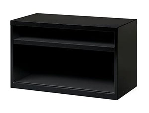 Hirsh Industries 36 Inch Wide Metal Lateral Cabinet with Open Shelves, Black