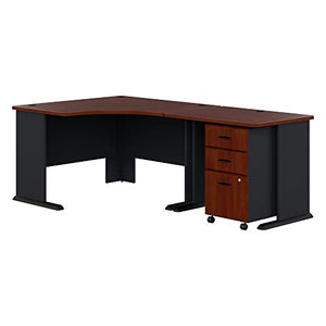 Bush Business Furniture Series A Corner Desk with Return and Mobile File Cabinet, 48W, Hansen Cherry