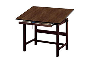 Titan Solid Oak Drafting Table - Walnut Finish, 48" X 36" Walnut Finish Dimensions: 48"W X 36"D X 37"H Weight: 90 Lbs