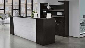 Zuri Furniture Clinton Modern Reception Desk in Black Oak with White Acrylic Front