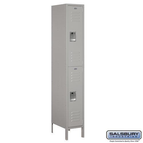 Salsbury Industries Assembled 2-Tier Standard Metal Locker with One Wide Storage Unit, 6-Feet High by 18-Inch Deep, Gray