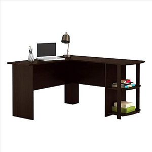 NUFR Home L-Shaped Computer Desk with Shelves Wooden Corner Desk Large PC Laptop Desk Study Table Workstation Gaming Desk for Home and Office