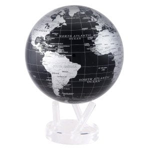 8.5" Silver and Black Metallic MOVA Globe