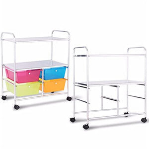 AuLYn 4-Drawer Rolling Storage Cart Rack Shelves - Multi-Colored, 1pcs