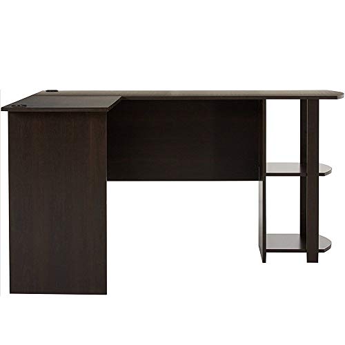 NUFR Home L-Shaped Computer Desk with Shelves Wooden Corner Desk Large PC Laptop Desk Study Table Workstation Gaming Desk for Home and Office