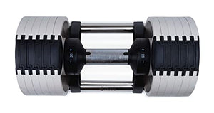 Krato Single Adjustable Dumbbell (20kg/44lb) by ROBURFLEX for Workout Strength Training Fitness Home Gym - Space White color