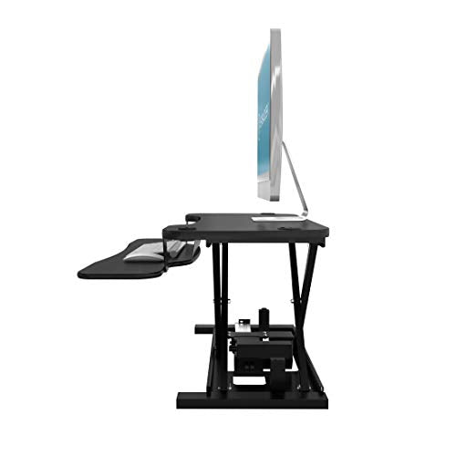 VersaDesk Power Pro USA Manufactured | Electric Height-Adjustable Desk Riser | Standing Desk Converter | Sit to Stand Desktop with Keyboard + Mouse Tray | 36" X 24" | All Black