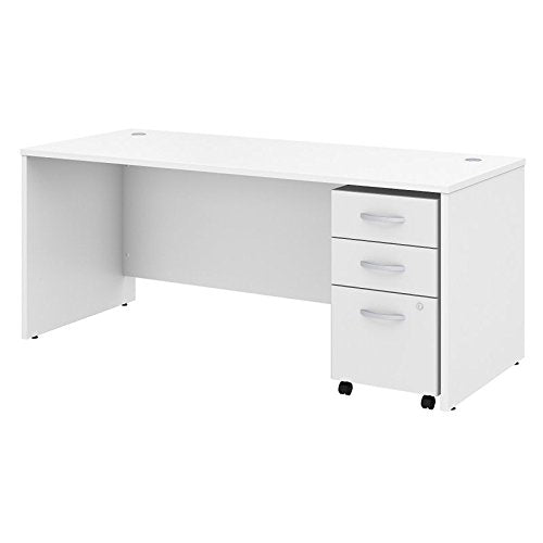 Studio C 72W x 30D Office Desk with Mobile File Cabinet in White