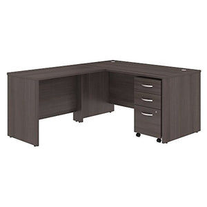 Studio C 60W x 30D L Shaped Desk with Mobile File Cabinet and 42W Return in Storm Gray
