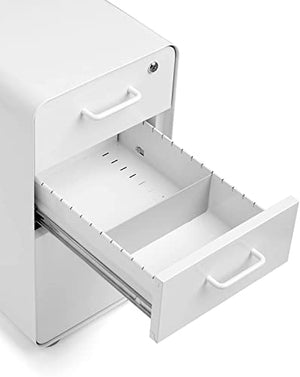 Poppin Slim Stow 3-Drawer File Cabinet - White, Powder-Coated Steel