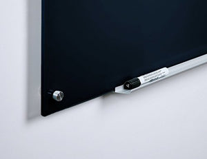 Audio-Visual Direct Magnetic Black Glass Dry-Erase Board Set - 6' x 3' - Includes Magnets, Hardware & Marker Tray