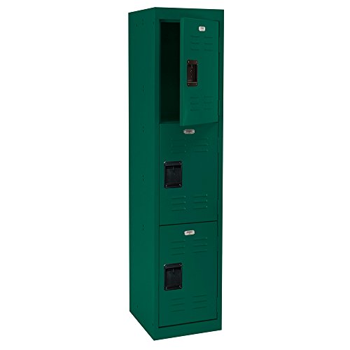 Sandusky Lee LF3B151866-08 3 Tier Welded Steel Storage Locker, 66" Height, Forest Green