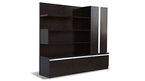 ZURI Carter Executive Modern Walnut Shelving Unit with File Drawers