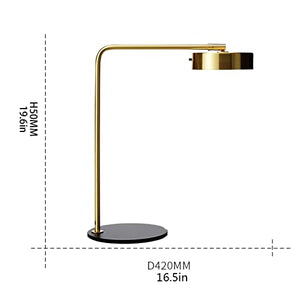 BinOxy Golden LED Desk Lamp with Marble Base - Push Button Switch, Iron Art Reading and Learning Lamp for Home Office