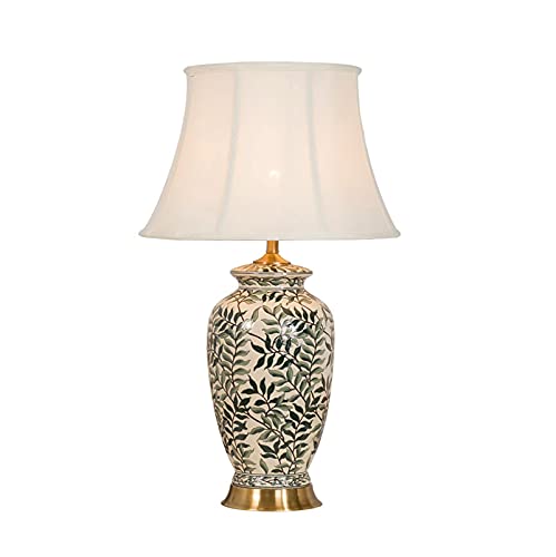 SLEEVE Retro Ceramic Table Lamp with Fabric Lampshade - 28" H