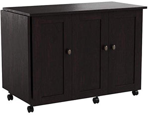 Sauder Select Collection Easy Rolling Sewing and Craft Table/Cart, Cinnamon Cherry Finish & 419496 Miscellaneous Storage Storage Cabinet, L: 29.61" x W: 16.02" x H: 71.50", Cinnamon Cherry Finish