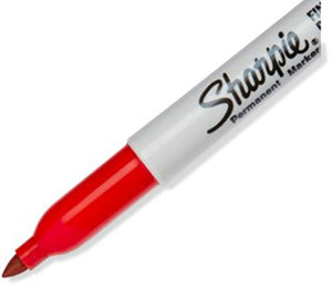 Sharpie 30002 Fine Point Permanent Marker, Marks On Paper and Plastic, Resist Fading and Water, AP Certified, Red Color, Case of 24 Dozens