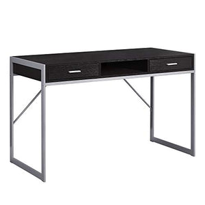 Monarch Specialties Contemporary Laptop Table with Drawers and Shelf Home & Office Computer Desk-Metal Legs, 48" L, Cappuccino