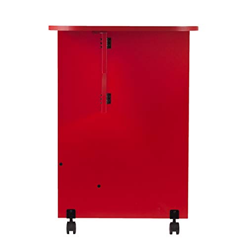 Southern Enterprises Expandable Rolling Sewing Station Craft Table, Red