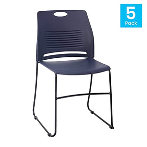 Flash Furniture HERCULES Series Set of 5 Commercial Stack Chair - 660 lb. Capacity - Navy Perforated Back