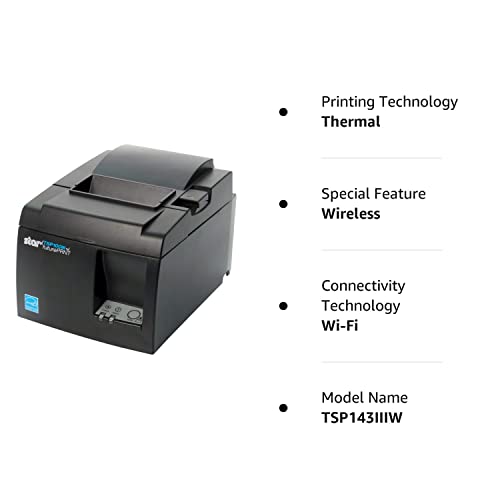 Star Micronics TSP143IIIW Wi-Fi Thermal Receipt Printer - Gray (Renewed)