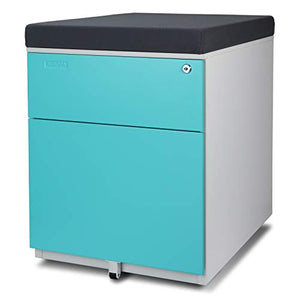 Aurora Modern Soho 2-Drawer Metal File Cabinet with Seat Cushion