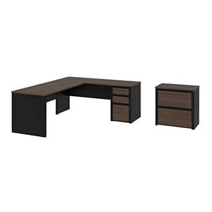 Bestar Connexion 5 Piece L Shaped Office Set in Antigua and Black
