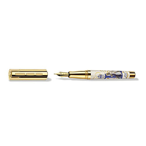 J.S. Staedtler Louis XIV. Fountain Pen, Gold-Plated, handpolished 18 kt Gold Nib, M, 9PT1LXIVM