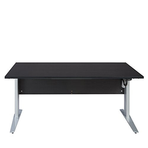 TVILUM 80400/3186103 Pierce Height Adjustable Desk, Black Wood Grain/Silver
