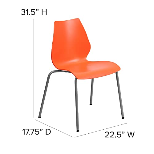 Flash Furniture 5 Pack HERCULES Series Orange Stack Chair with Lumbar Support