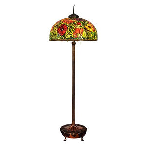 LRJSKWZC Tiffany Style Floor Lamp 26" Retro Creative Color Glass Poppy Pure Copper